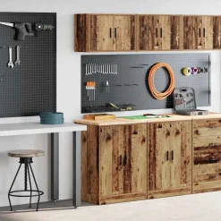 vidaXL Armoires de garage 2 pcs vieux bois bois d'ingénierie