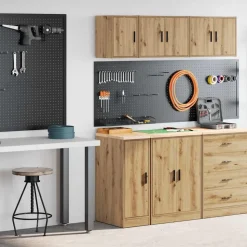 vidaXL Armoires garage 2 pcs chêne artisanal bois d'ingénierie