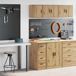 vidaXL Armoires garage 2 pcs chêne artisanal bois d'ingénierie