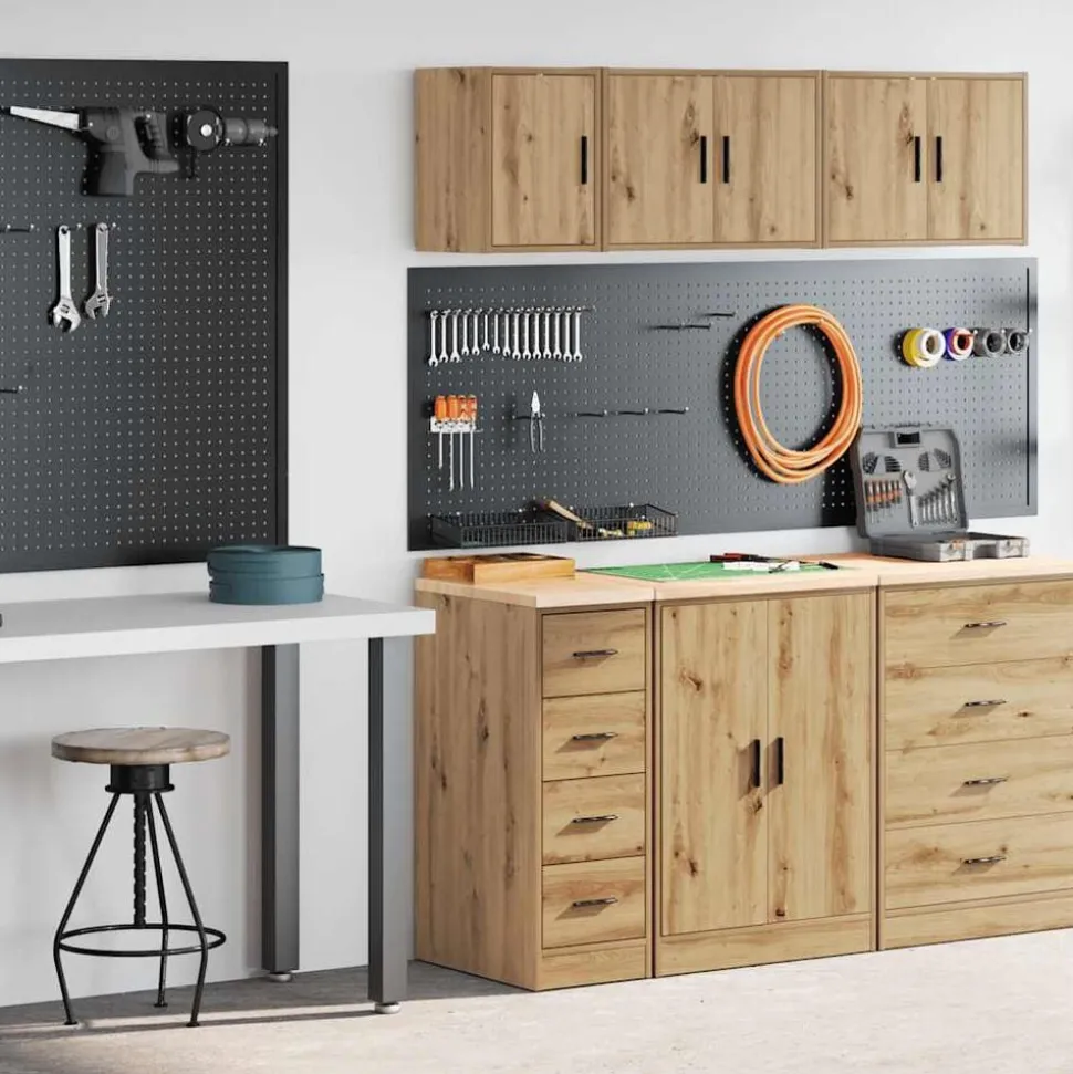 vidaXL Armoires garage 2 pcs chêne artisanal bois d'ingénierie