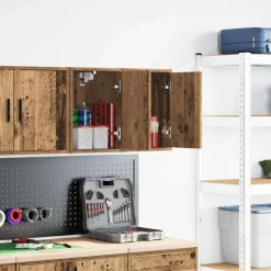 vidaXL Armoires murales de garage 2 pcs vieux bois bois d'ingénierie