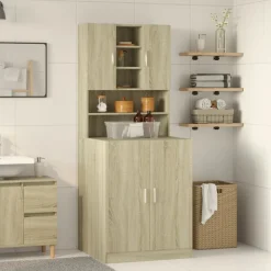 vidaXL Armoires pour machine à laver 2pcs chêne sonoma bois ingénierie