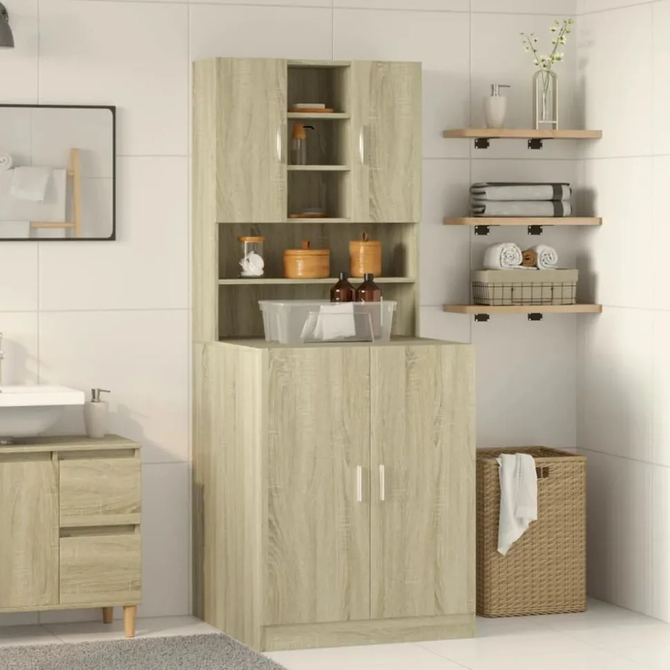 vidaXL Armoires pour machine à laver 2pcs chêne sonoma bois ingénierie