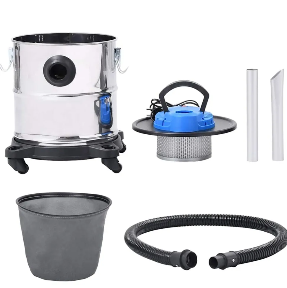 vidaXL Aspirateur à cendres et filtre HEPA 1200W 20 L Acier inoxydable