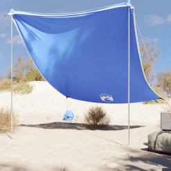 vidaXL Auvent de plage avec ancres de sable bleu 214x236 cm
