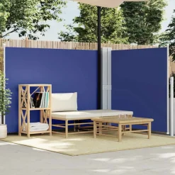 vidaXL Auvent latéral rétractable Bleu 140 x 600 cm