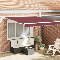 vidaXL Auvent rétractable automatique avec LED bordeaux 300x250 cm