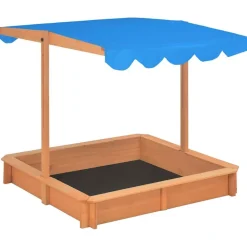 vidaXL Bac à sable avec toit réglable Bois de sapin 115x115x115 cm