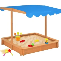 vidaXL Bac à sable avec toit réglable Bois de sapin 115x115x115 cm