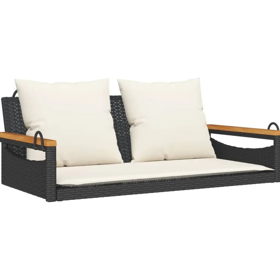 vidaXL Balancelle avec coussins noir 109x62x40 cm résine tressée