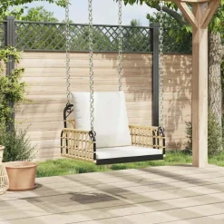 vidaXL Balancelle avec coussins 63x58x39 cm résine tressée acier