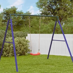 vidaXL Balançoire d'extérieur d'enfants simple et corde réglable rouge