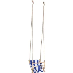 vidaXL Balançoire pour bébé avec ceinture de sécurité Coton Bois Bleu
