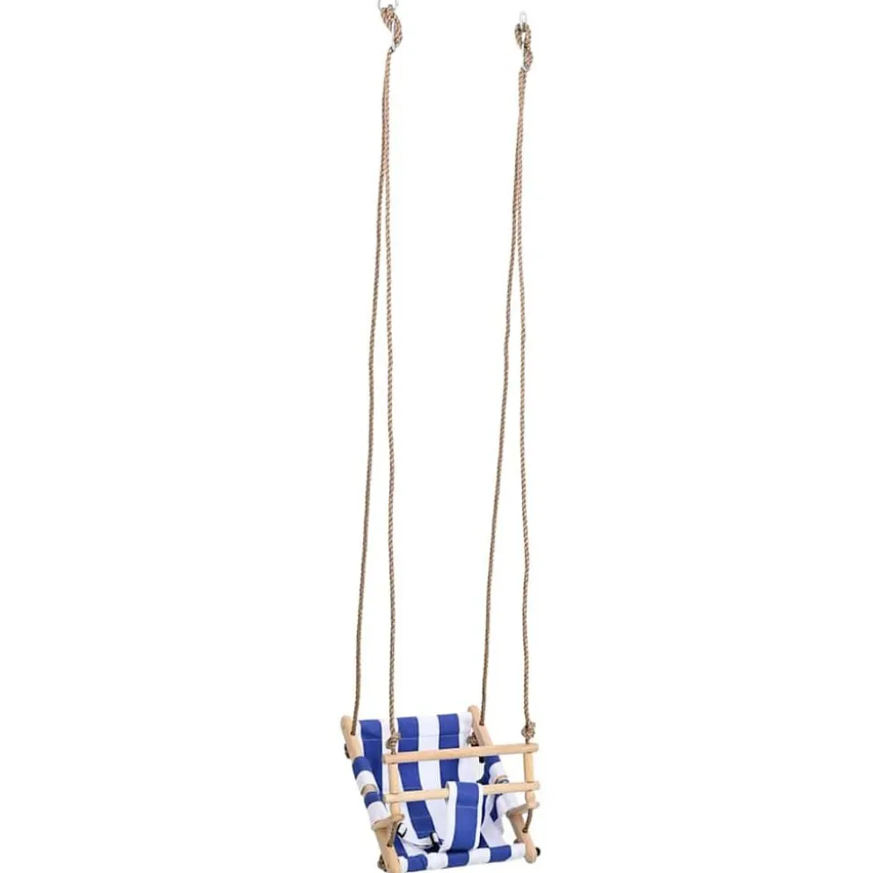 vidaXL Balançoire pour bébé avec ceinture de sécurité Coton Bois Bleu