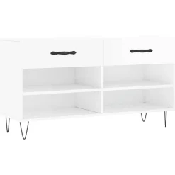 vidaXL Banc à chaussures blanc brillant 102x35x55 cm bois d'ingénierie