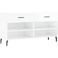 vidaXL Banc à chaussures blanc brillant 102x35x55 cm bois d'ingénierie