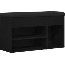 vidaXL Banc à chaussures Noir 80 x 30 x 45 cm Bois d'ingénierie