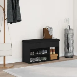 vidaXL Banc à chaussures Noir 80 x 30 x 45 cm Bois d'ingénierie