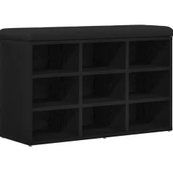 vidaXL Banc à chaussures Noir 80 x 30 x 48 cm Bois d'ingénierie
