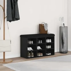 vidaXL Banc à chaussures Noir 80 x 30 x 48 cm Bois d'ingénierie