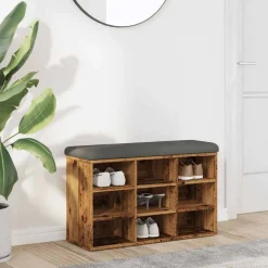 vidaXL Banc à chaussures vieux bois 82x32x50 cm bois d'ingénierie
