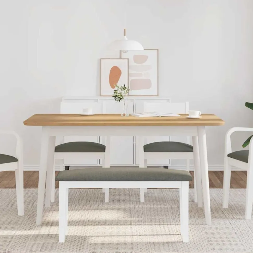 vidaXL Banc 90 cm blanc bois massif caoutchouc