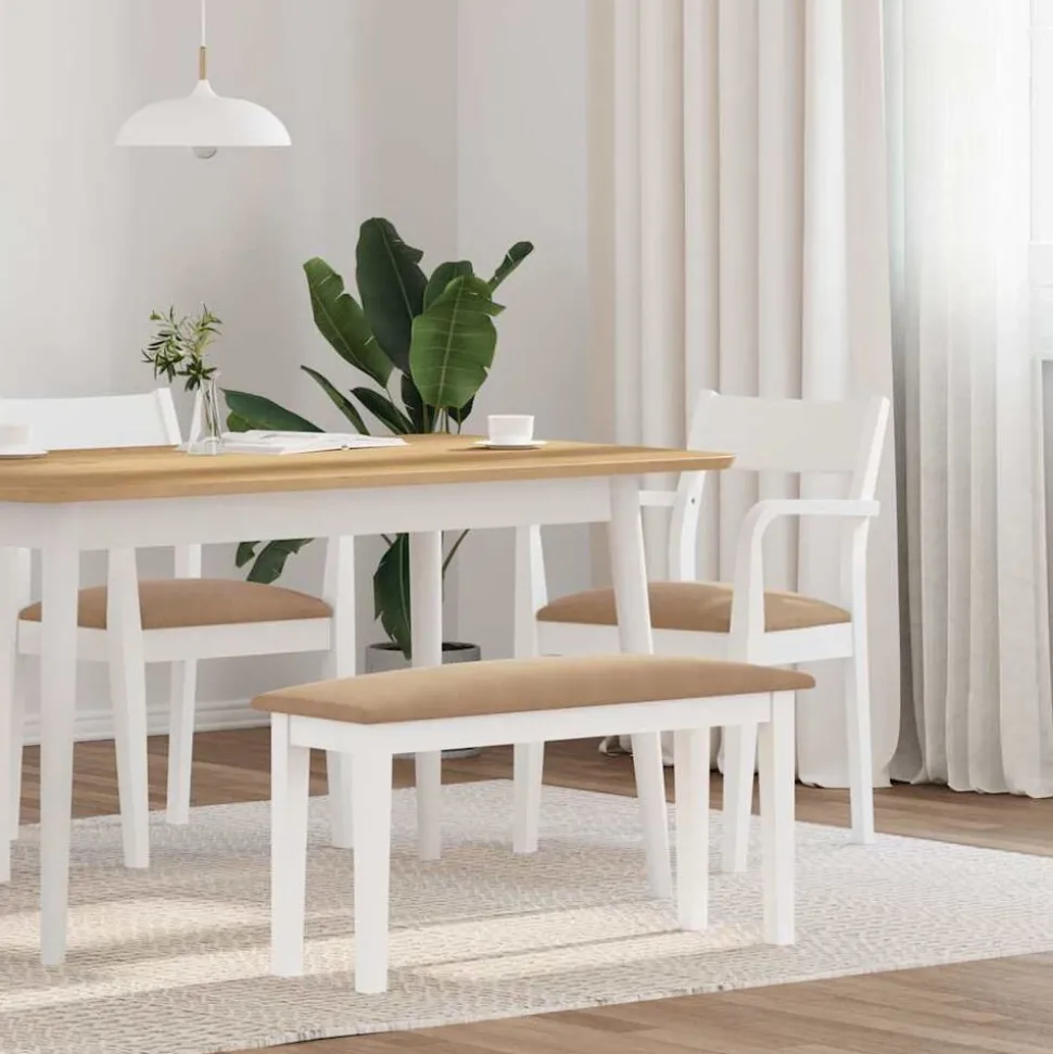 vidaXL Banc 90 cm blanc bois massif caoutchouc