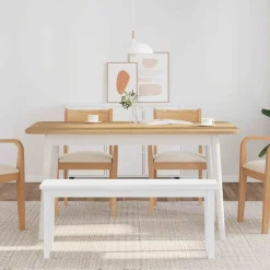 vidaXL Banc 110 cm blanc bois massif caoutchouc