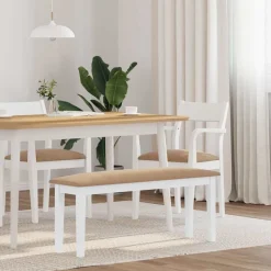 vidaXL Banc 110 cm blanc bois massif caoutchouc