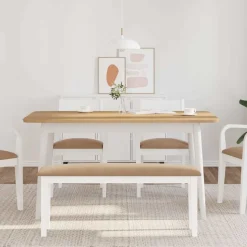 vidaXL Banc 110 cm blanc bois massif caoutchouc
