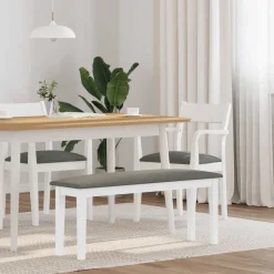 vidaXL Banc 110 cm blanc bois massif caoutchouc