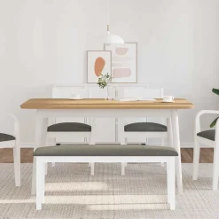 vidaXL Banc 110 cm blanc bois massif caoutchouc