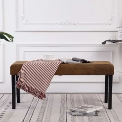 vidaXL Banc 106 cm Marron Similicuir daim