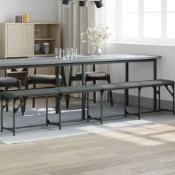 vidaXL Banc à manger gris foncé 248x32x45 cm acier et tissu