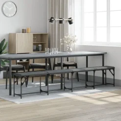 vidaXL Banc à manger gris foncé 248x32x45 cm acier et tissu