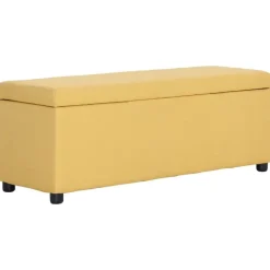 vidaXL Banc avec compartiment de rangement 116 cm Jaune Polyester