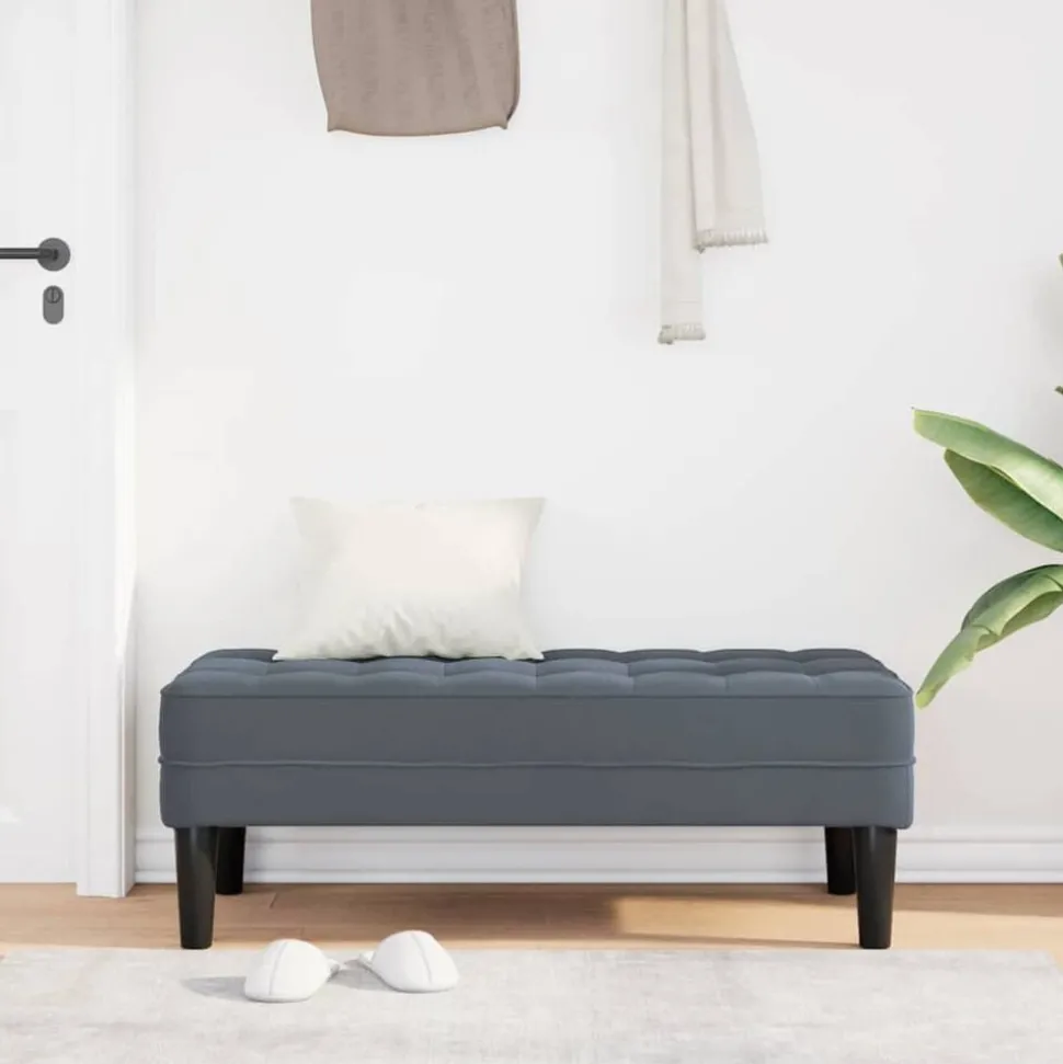vidaXL banc avec coussin Gris foncé 113 x 57 x 39 cm Velours