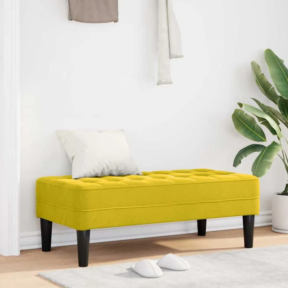 vidaXL banc avec coussin Jaune 113 x 57 x 39 cm Velours