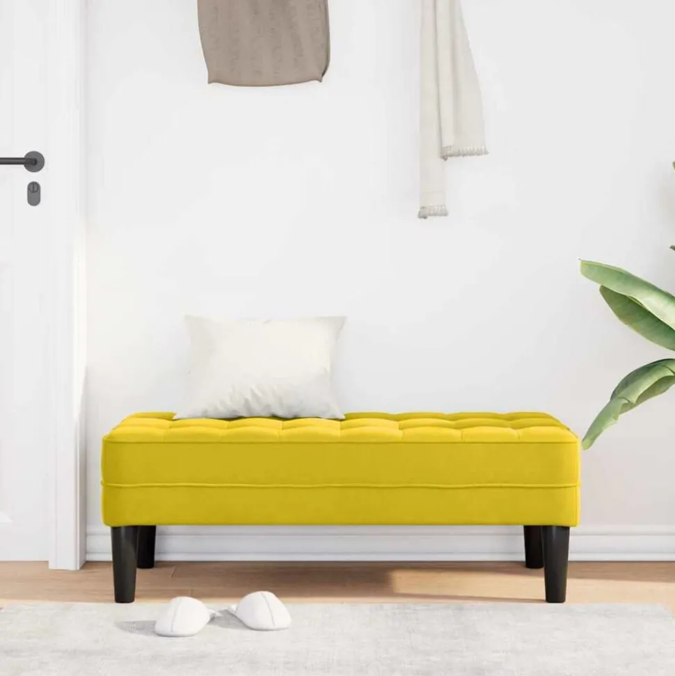 vidaXL banc avec coussin Jaune 113 x 57 x 39 cm Velours
