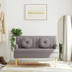 vidaXL Banc avec coussins taupe 113x64,5x75,5 cm tissu