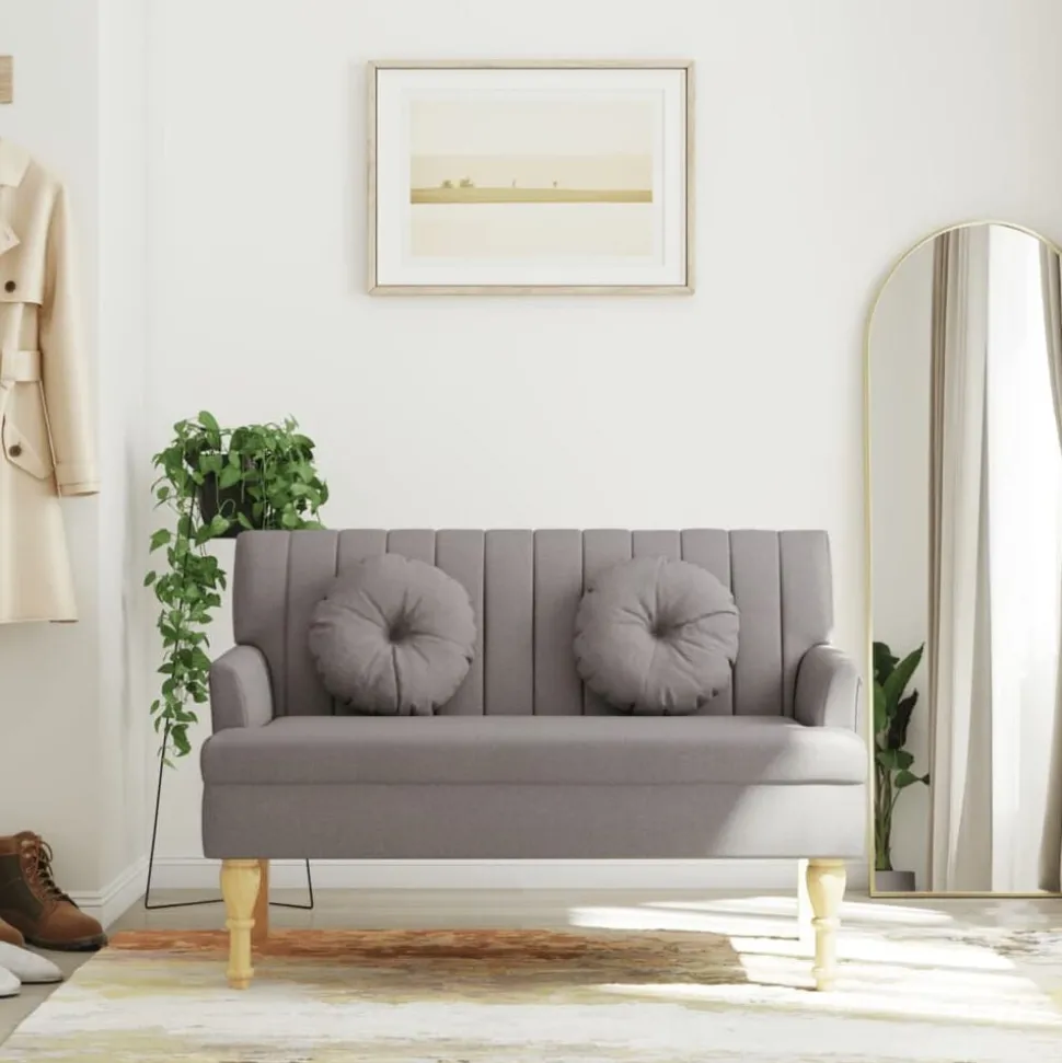 vidaXL Banc avec coussins taupe 113x64,5x75,5 cm tissu