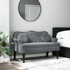 vidaXL Banc avec coussins Gris foncé 120,5x65x75 cm Velours