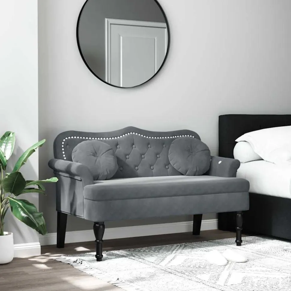 vidaXL Banc avec coussins Gris foncé 120,5x65x75 cm Velours