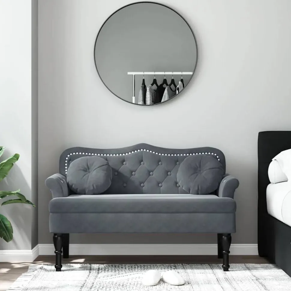 vidaXL Banc avec coussins Gris foncé 120,5x65x75 cm Velours