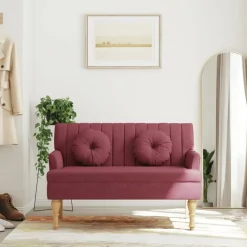 vidaXL Banc avec coussins rouge bordeaux 113x64,5x75,5 cm tissu