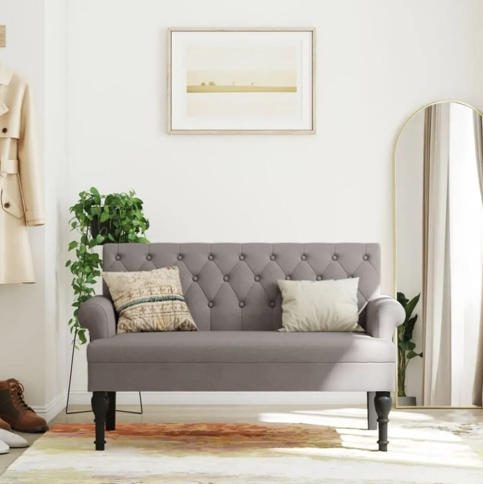 vidaXL Banc avec dossier taupe 120x62x75,5 cm tissu