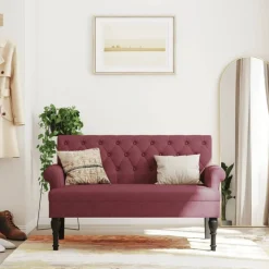 vidaXL Banc avec dossier rouge bordeaux 120x62x75,5 cm tissu