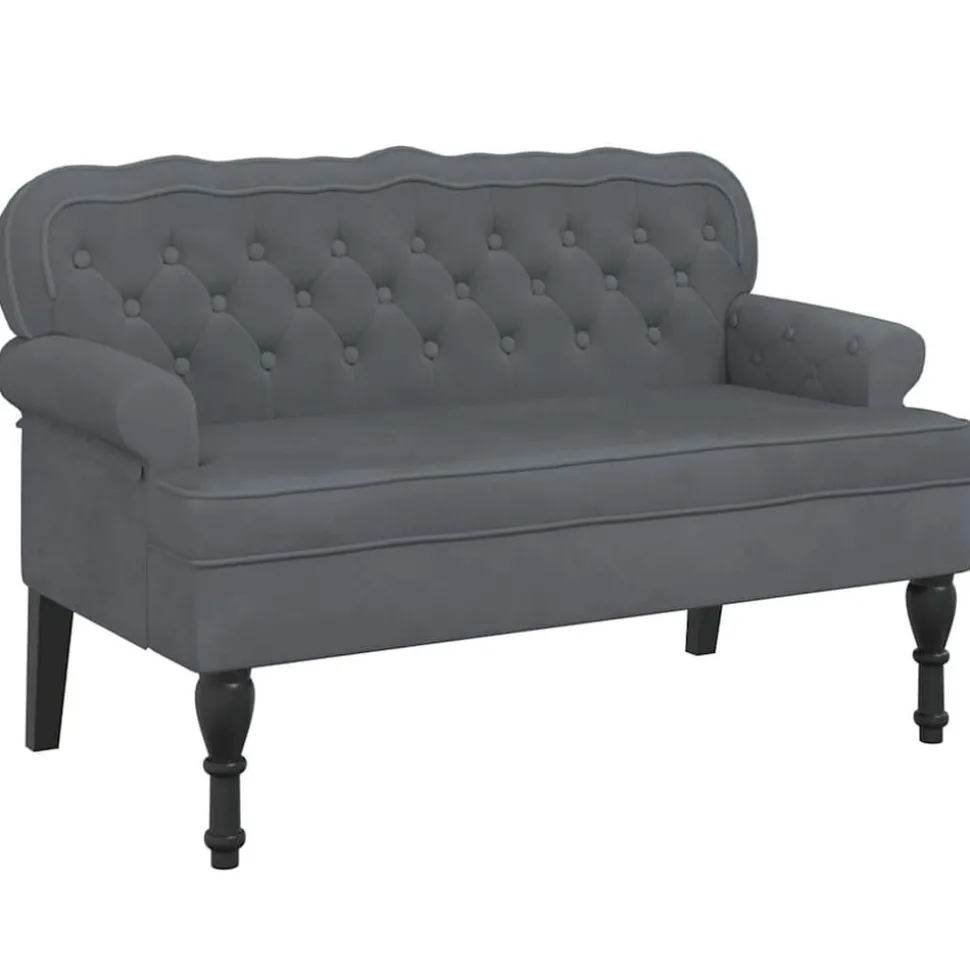 vidaXL Banc avec dossier gris foncé 119,5x64,5x75 cm velours