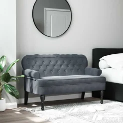 vidaXL Banc avec dossier gris foncé 119,5x64,5x75 cm velours