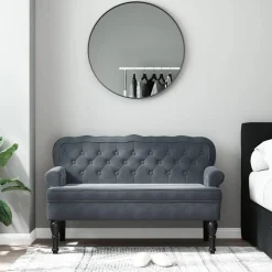 vidaXL Banc avec dossier gris foncé 119,5x64,5x75 cm velours